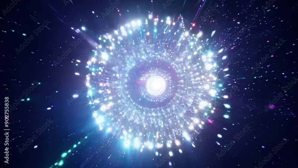 Poster a dazzling array of pulsing lights and particles change and transform evoking a feeling of neverendi