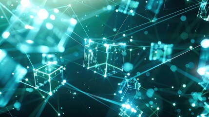 Obraz premium Metaverse concept with digital cubes and blocks, interconnected in a network of advanced technology and virtual connections