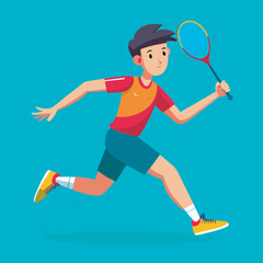 badminton tennis player flat vector illustration design