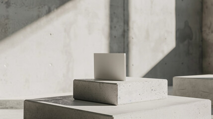 Minimal business card mockup with concrete block