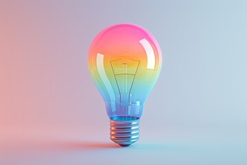 Pink and yellow lightbulb with gradient background highlighting modern design and creativity.