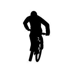 mountain biker silhouette front view vector