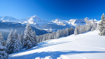 Fototapeta premium Snowy Swiss Mountain Landscape