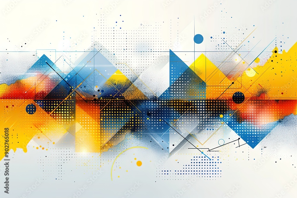 Poster a colorful abstract design with a lot of dots and shapes
