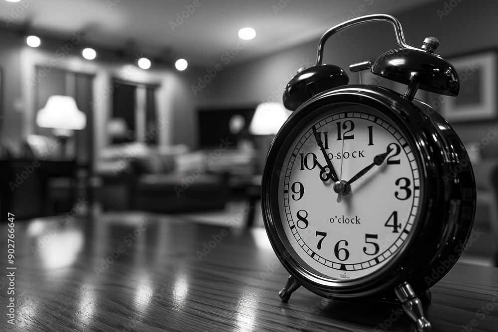 Poster a black alarm clock with the time of 10:30 on it