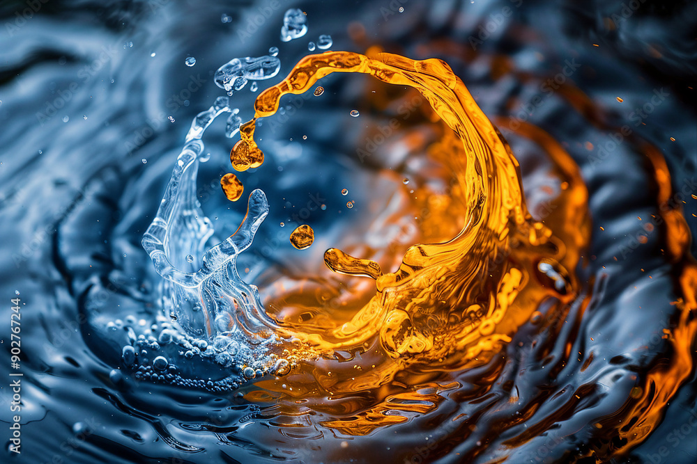Poster created with generative ai technology image of two natural elements fire and water