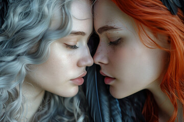 Obraz premium AI generated photo image of two female fantasy personnages