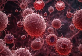 Healthy human red and white bloodcells in macro science image. Generative AI content