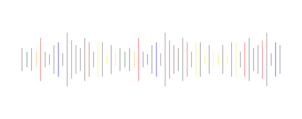 Colorful audio spectrum simulation on white background use for music and computer calculating concept