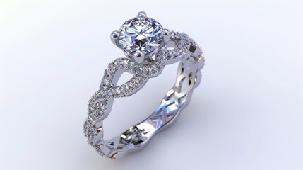 Diamond Engagement Ring with Twisted Band.