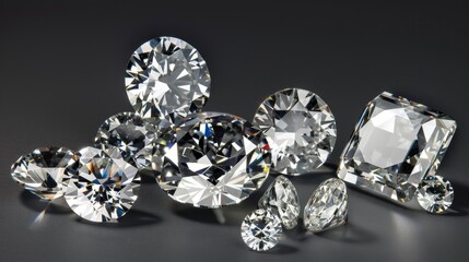 Sparkling Diamonds on Black Background.