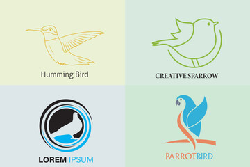 Collection of birds, Goose bird with parrot and sparrow vector design.