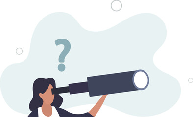 Curiosity explore unknown, search for solution or new business opportunity, seek for success concept.flat design.illustration with people.