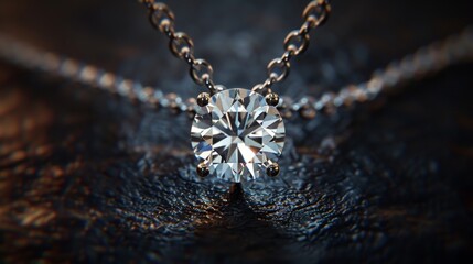 Diamond Necklace on Dark Background.