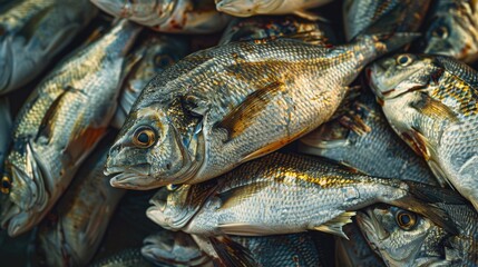 Fototapeta premium Freshly caught fish forming a textured background