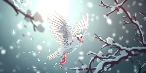 Fototapeta premium The Free-falling Bird: A bird plummeting through the air, its wings spread wide