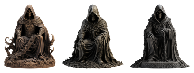 Set of grim reaper statue/ sculpture/ figurine for halloween decor.