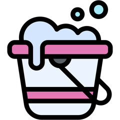 Vector Icon Bucket, Wash, Cleaning, Water, Housekeeping, Cleaning Tool