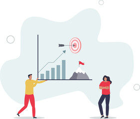 Goal setting for measurable business target achievement .flat design.illustration with people.