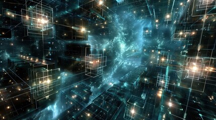 Futuristic Digital Cyberspace with Abstract Network Connections