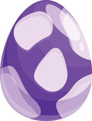 Cartoon purple dragon egg with light purple spots for easter celebration