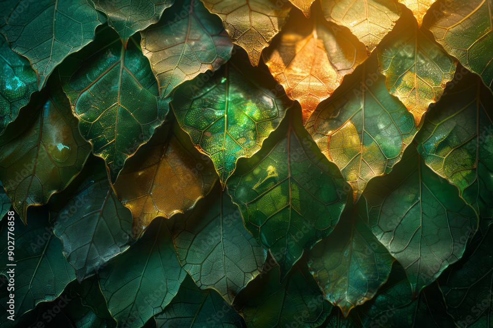 Poster clean image of abstract shapes and intricate leaf patterns, creating a vibrant and eye-catching comp