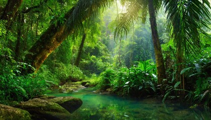 Obraz premium Deep tropical jungles of Southeast Asia in august