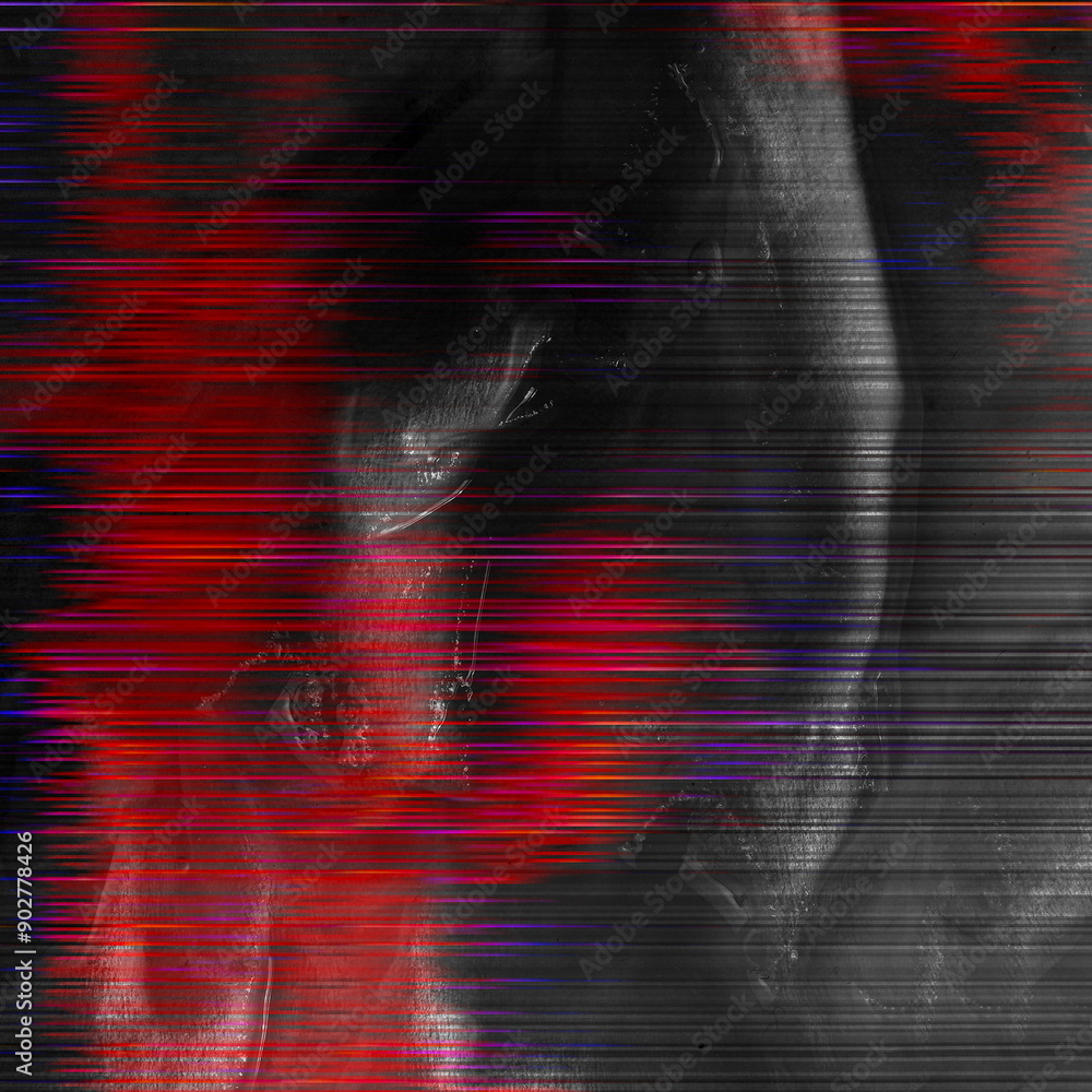 Poster alien glitch screen display scan lines abstract artwork