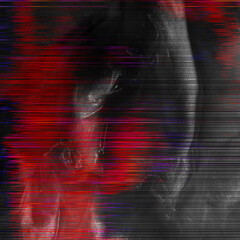 Alien glitch screen display scan lines abstract artwork