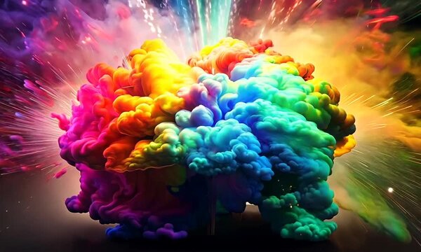 color human brain on background