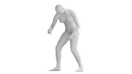 Female Mannequin Leaning Forward and Gesturing Isolated on Transparent Background. Front View