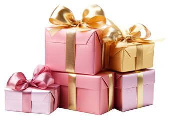 Obraz premium PNG Colorful gift boxes with ribbons