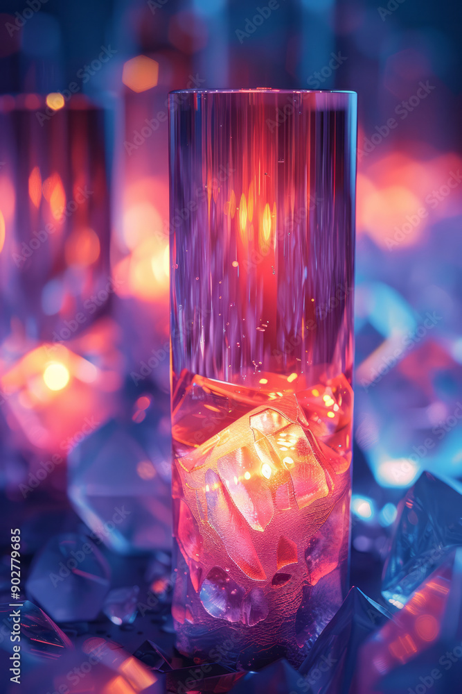 Poster modern art piece with chromatic aberrations and bokeh lights, adding depth and intrigue to abstract 