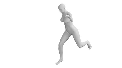Female Mannequin Running Isolated on Transparent Background. Side View