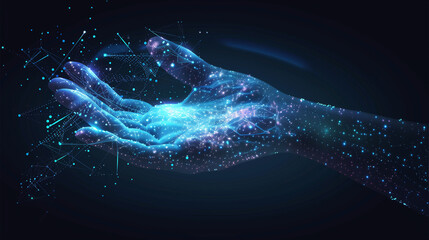 Naklejka premium A hand holding a glowing sphere that is surrounded by a network of lines. Concept of technology and innovation, as well as the idea of holding something new and exciting
