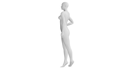 Female Mannequin Standing in Relaxed Pose, Isolated on Transparent Background. Side View