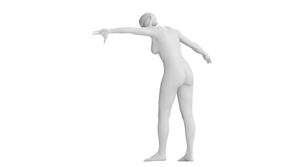Female Mannequin in Leaning Pose Isolated on Black Background. Side View