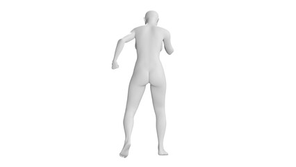 Female Mannequin in Confident Walking Pose, Isolated on Transparent Background. Back View