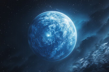 Fototapeta premium Cinematic view of an exoplanet transit, enhanced by vibrant chromatic aberrations and lens distortions,
