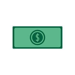 vector of dollar bills in coin pouch and bills