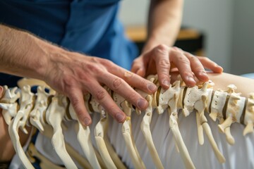 Close up of a chiropractors hands adjusting a patient