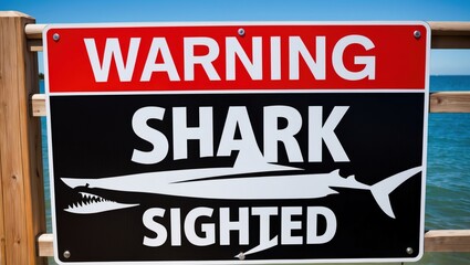 Warning Shark Sighted Sign at Beach
