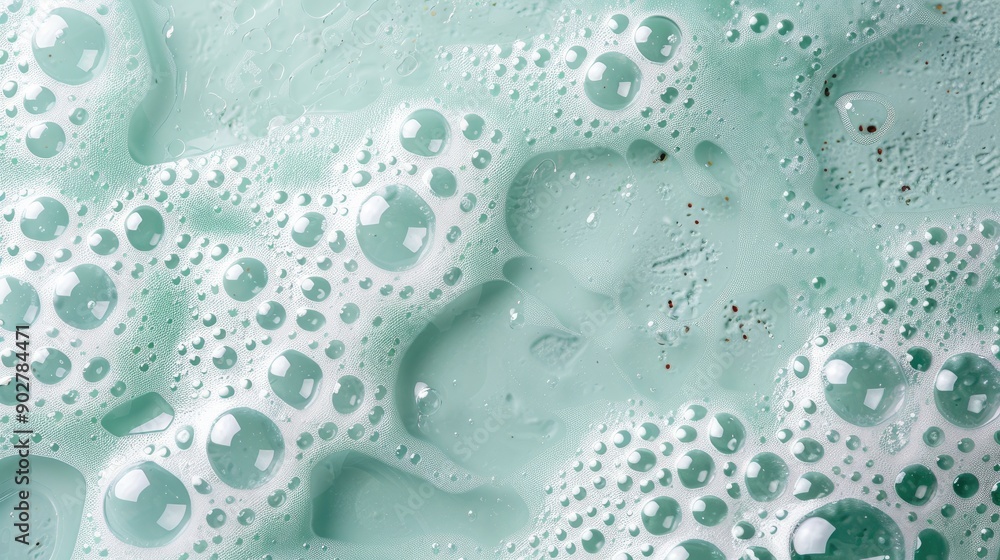 Aufkleber a green liquid with bubbles floating on top. the bubbles are scattered throughout the liquid, creati
