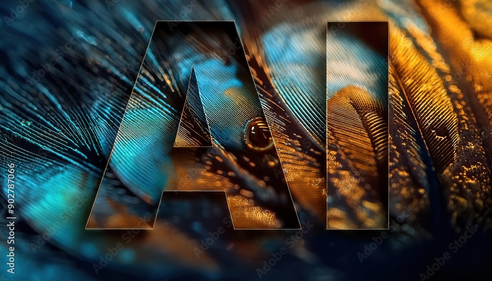 Aufkleber artificial intelligence abstract background with feathers