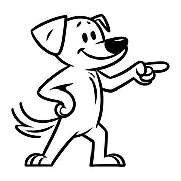 dog is pointing with a finger, simple cartoon doodle sketch