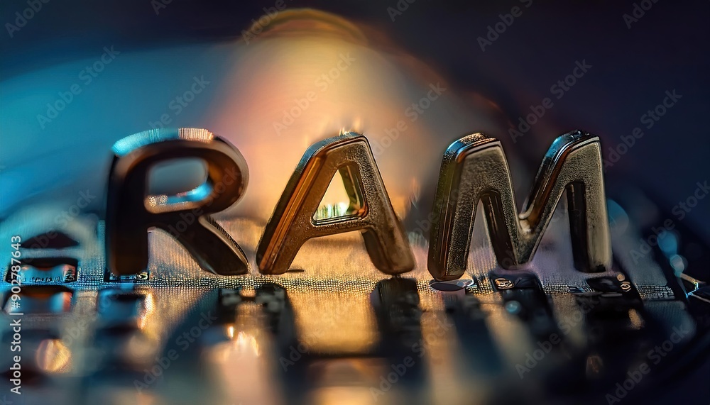 Poster high-quality ram memory module close-up