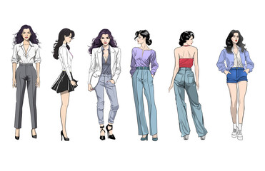 Naklejka premium Illustrated Women High Detail