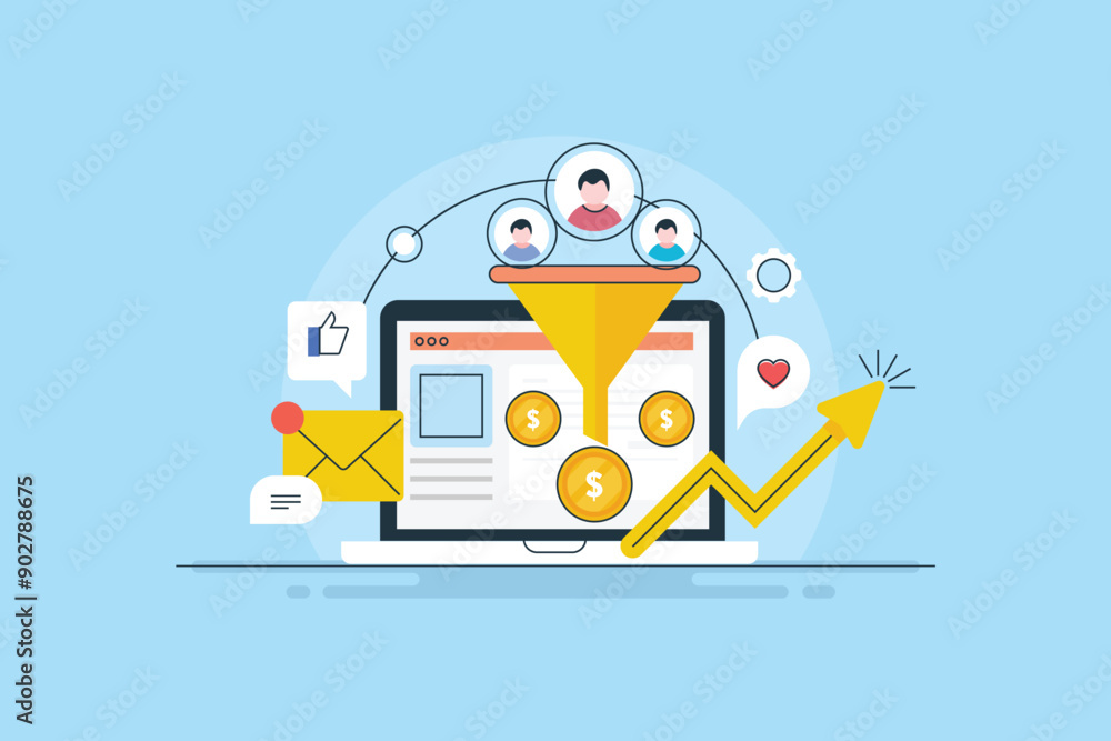 Poster high performance target ads sales funnel generates leads and conversion optimization business strate