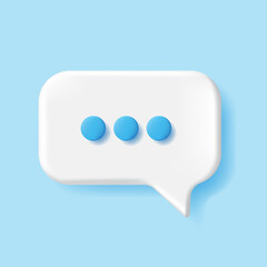 3d Speech bubble with three dots , Chat message notification , white chat icon 3d Vector popup. Realistic 3d design for your conversation ,social media , your business website or application