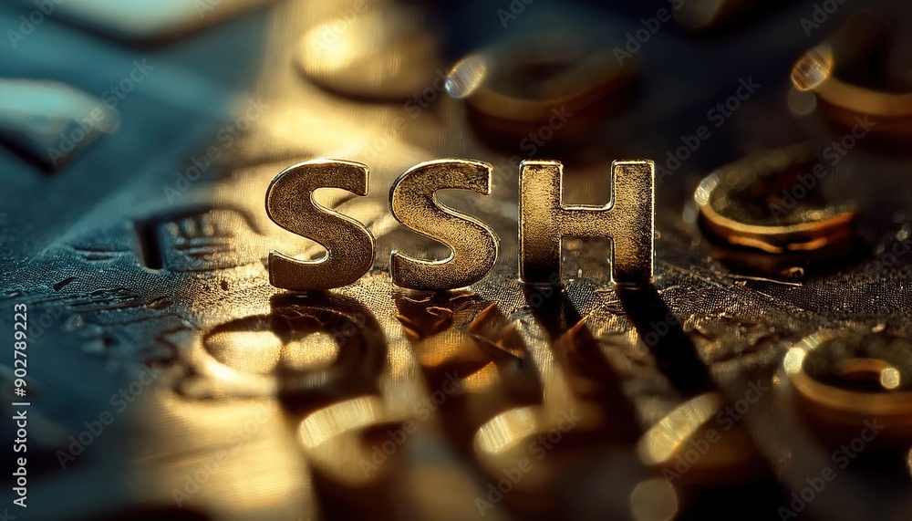 Poster ssh encryption technology on gold coins